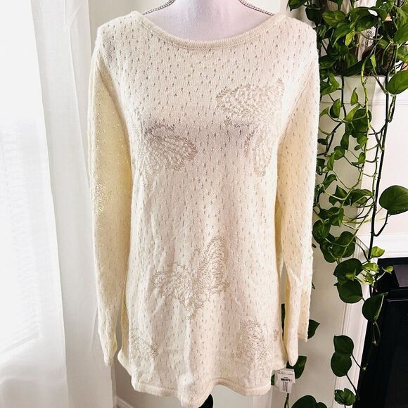 Style & Co Wool Blend Cream Color Butterfly Knitted Lightweight Sweater Plus 3X - Picture 1 of 10